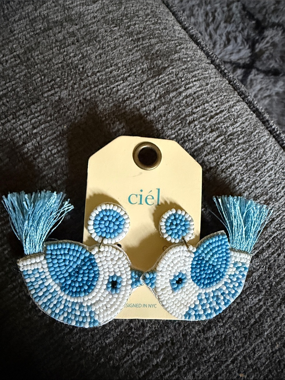 NWT Ciel Bluebird Beaded Earrings